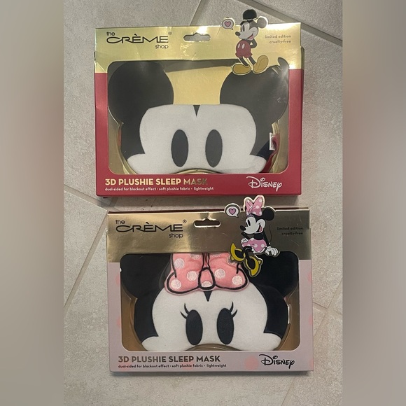 Mickey & Minnie Mouse 3D plushie sleep mask set of 2 NEW The Crème Shop X Disney - Picture 1 of 4